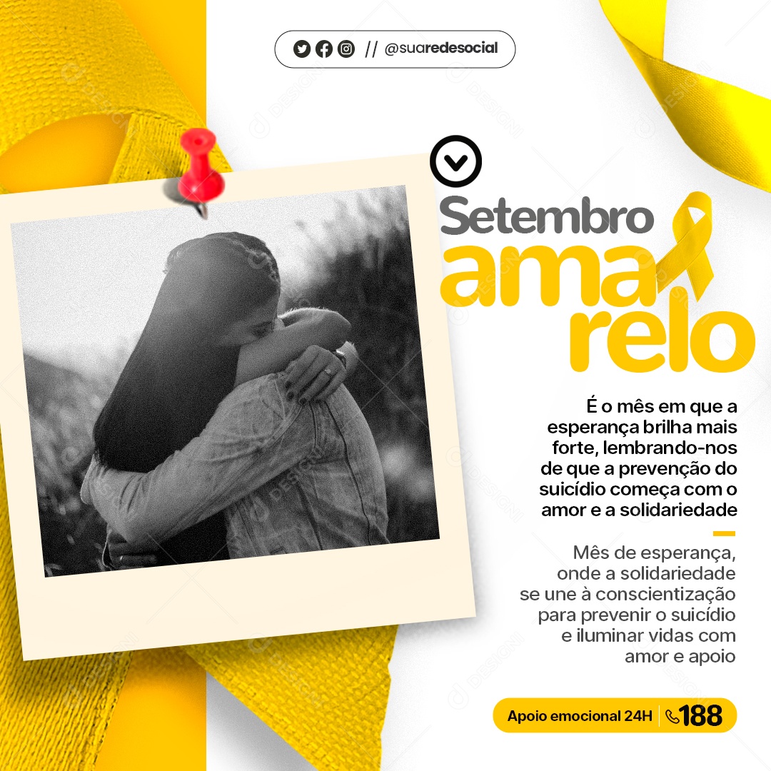 Setembro Amarelo Mês De Prevenção Ao Suicídio É o Mês em que a Esperança Brilha mais Social Media PSD Editável