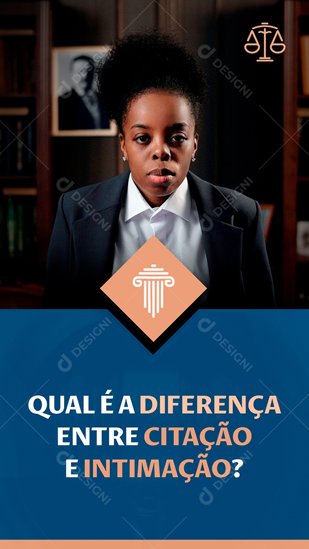 Story Advocacia Qual a diferença entre citação e intimação Social Media PSD Editável
