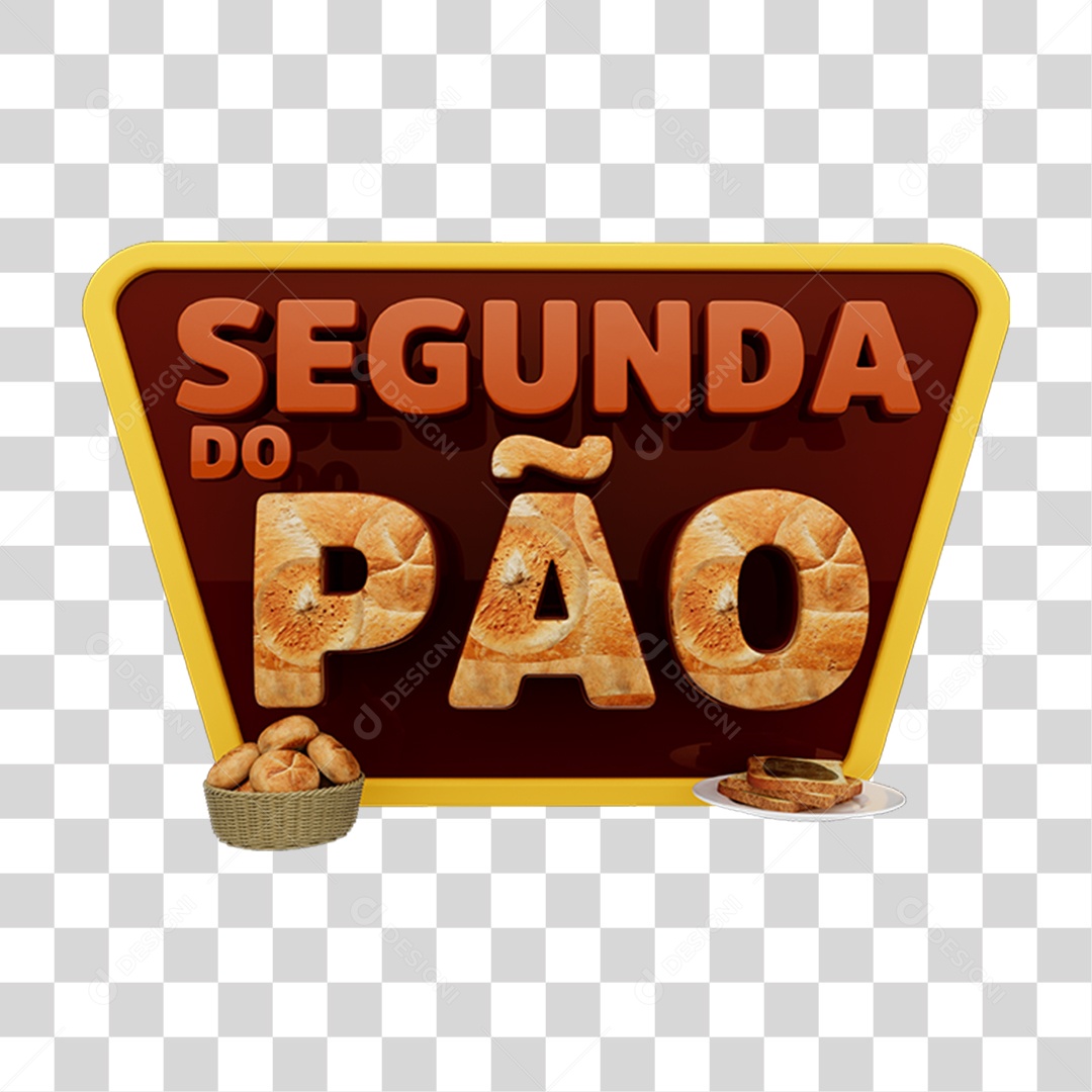 Selo 3D Segunda do Pão para COmposição PNG Transparente