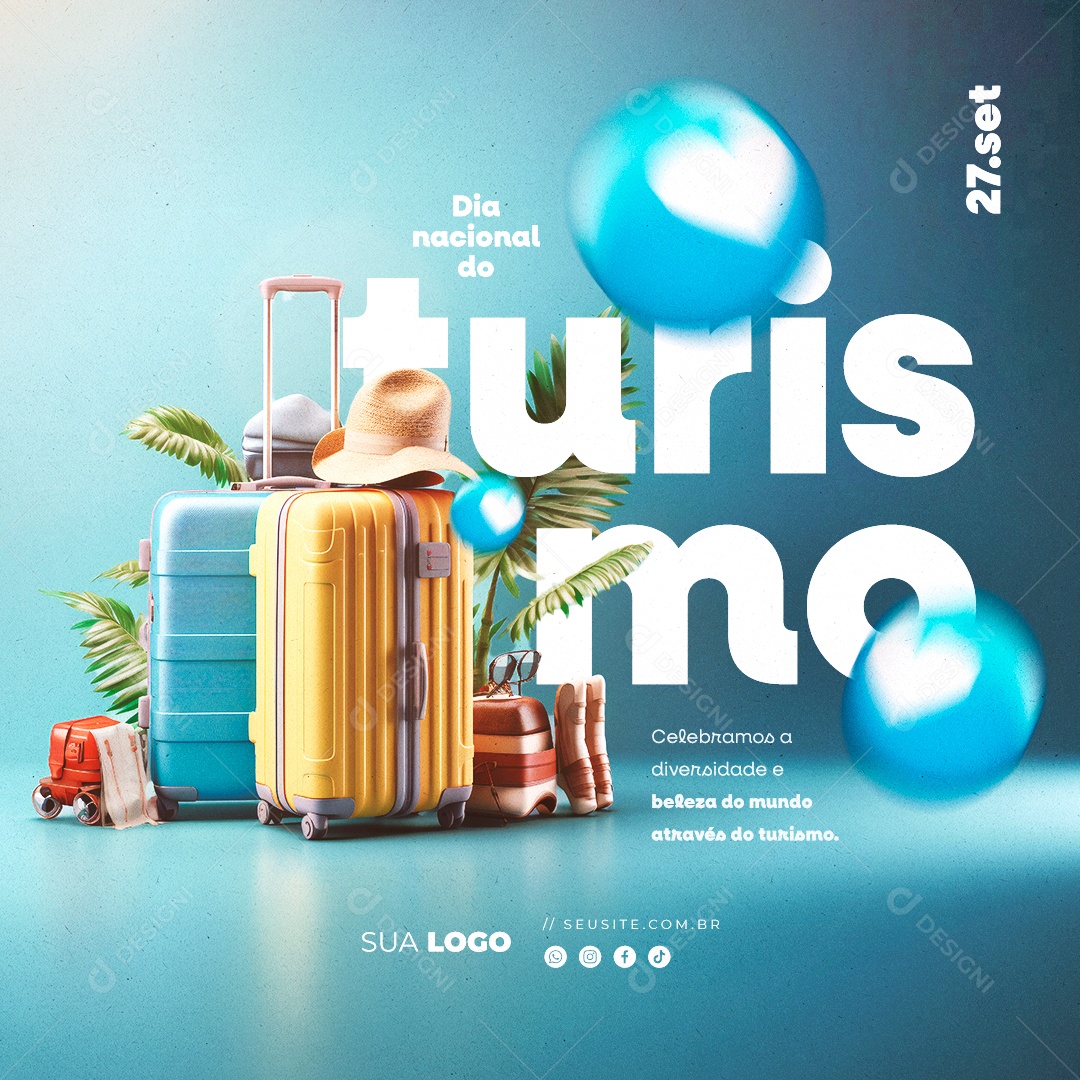 Dia Nacional do Turismo Celebramos a Diversidades e Beleza do Mundo Social Media PSD Editável