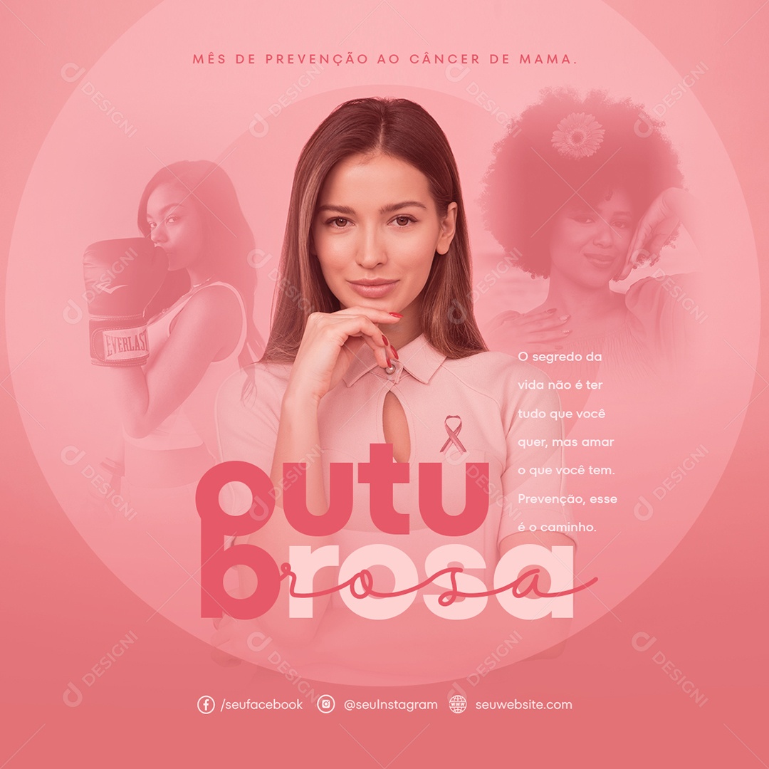 Pink October Breast Cancer Prevention Month Social Media PSD Editable