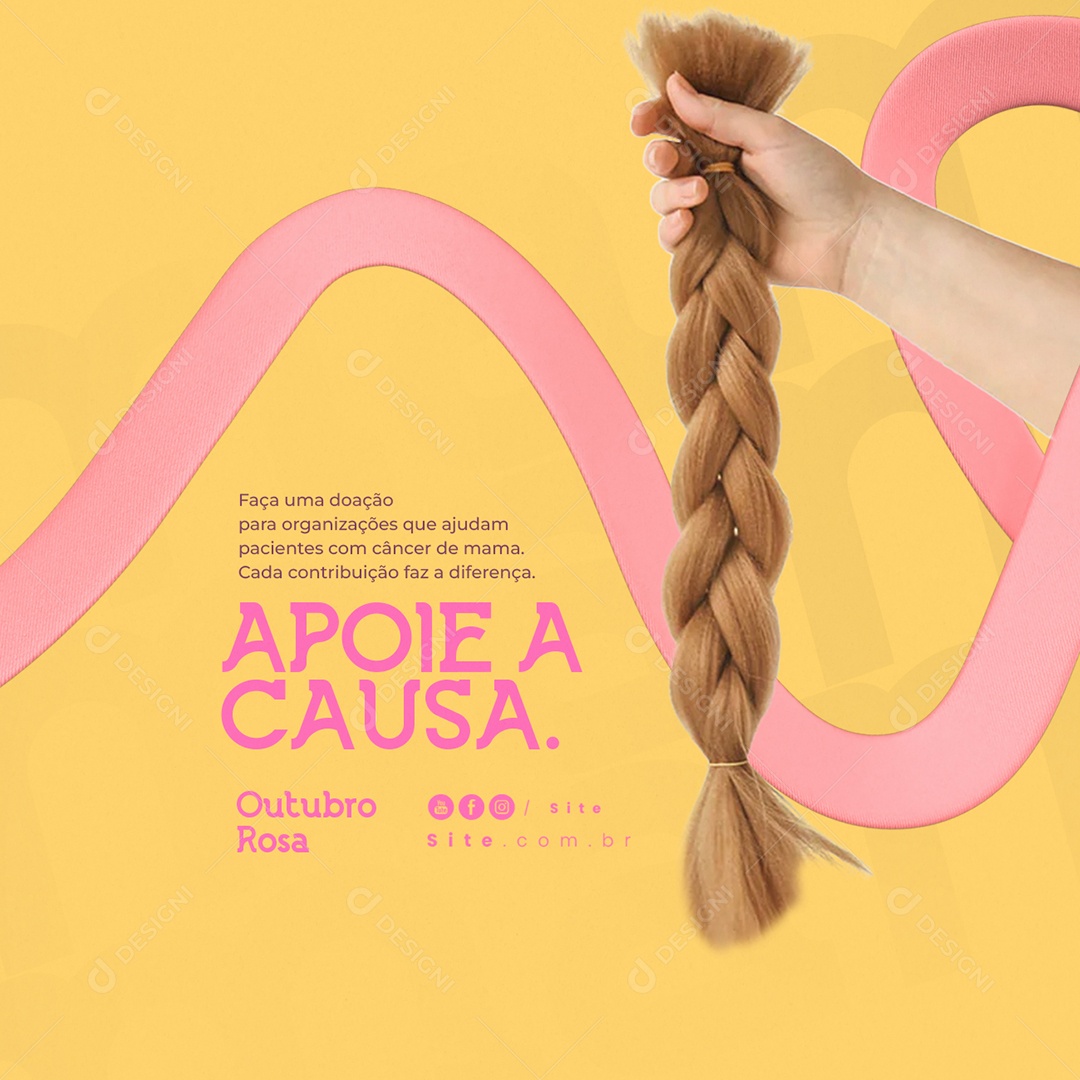 Outubro Rosa Mês de Prevenção Contra o Câncer de Mama Apoie a Causa Social Media PSD Editável