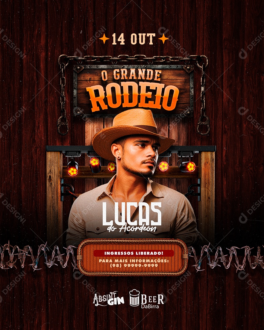 Flyer O Grande Rodeio Lucas do Acordeon Social Media PSD Editável