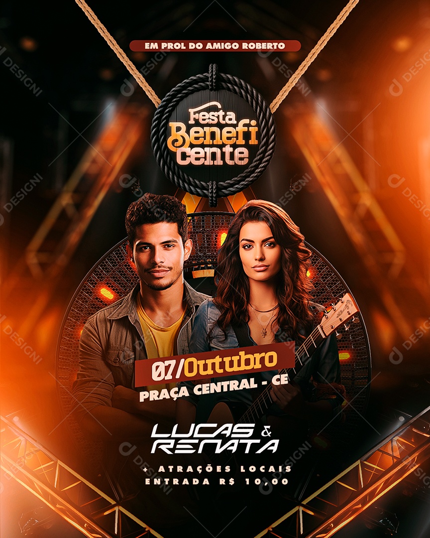 Flyer Festa Beneficente Lucas & Renata Social Media PSD Editável