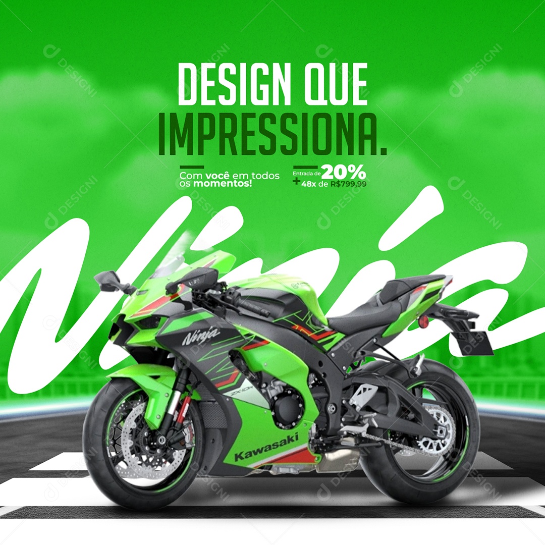 Loja de Motos Concessionária Kawasaki Ninja Zx 10R Design Que Impressiona Social Media PSD Editável