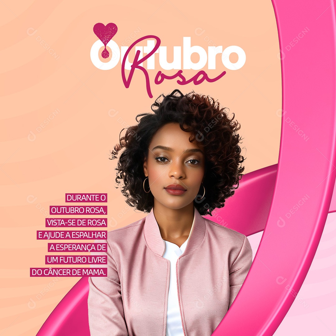 Outubro Rosa Ajude a Espalhar Esperança de um Futuro Livre do Câncer de Mama Social Media PSD Editável