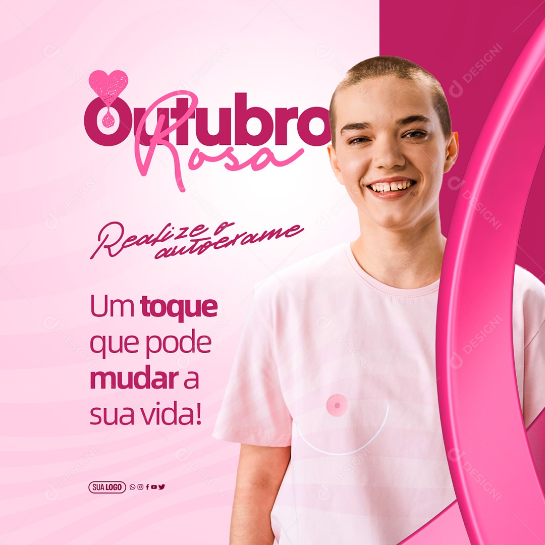 Outubro Rosa um Toque pode Mudar a sua Vida Social Media PSD Editável