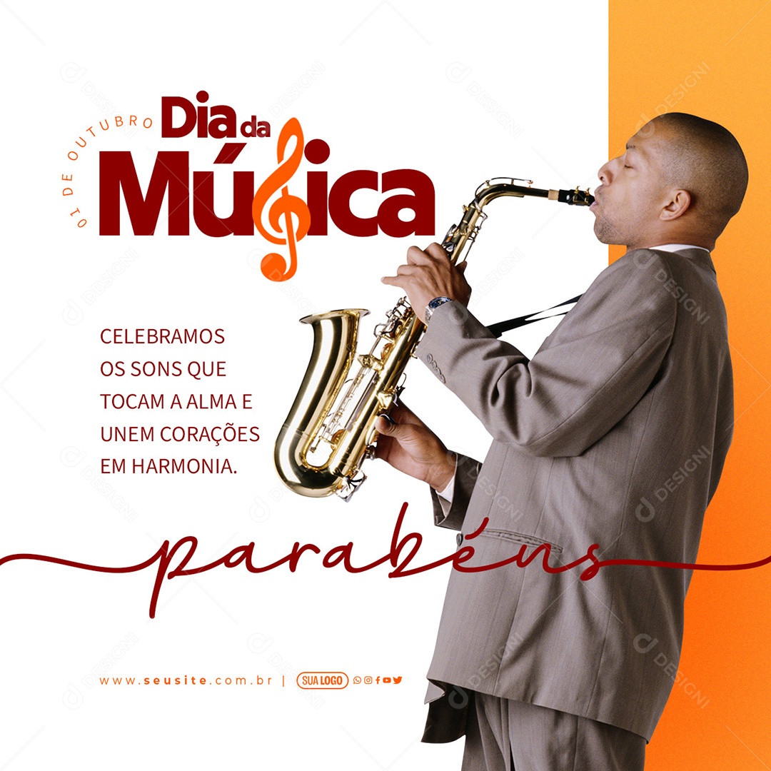 Dia da Música 01 de Outubro Celebram os Sons que Tocam a Alma e Tocam Coações em Harmonia Social Media PSD Editável