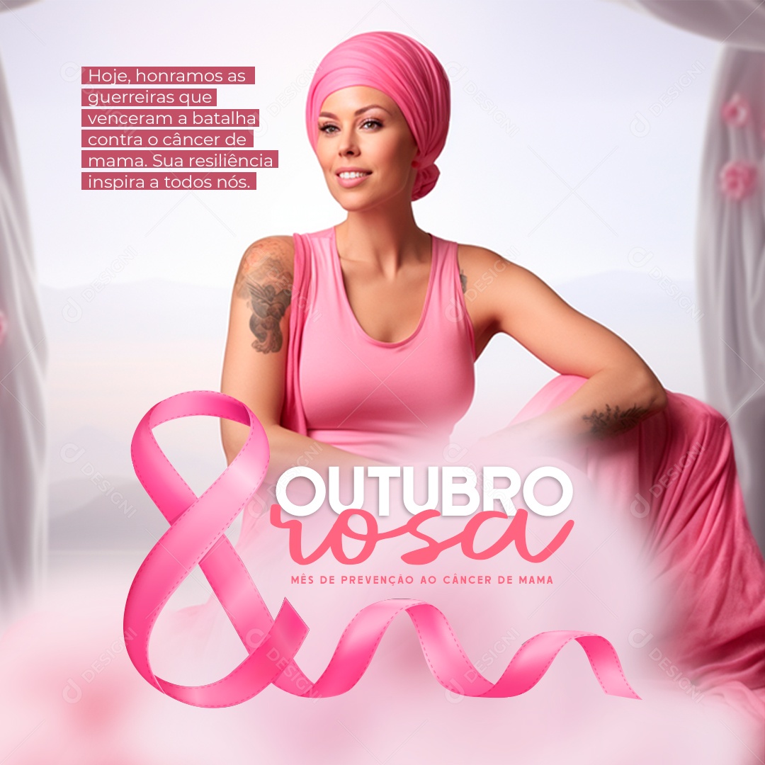 Social Media Outubro Rosa Prevenção ao Câncer De Mama PSD Editável