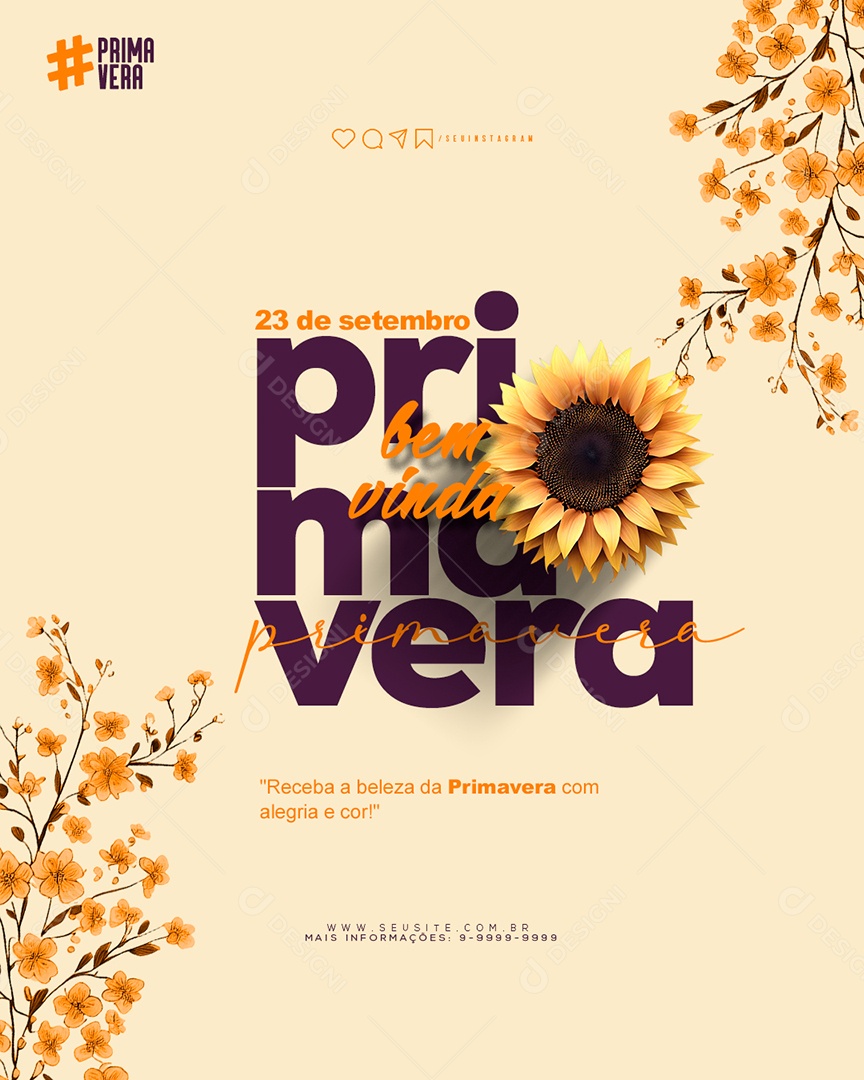 Bem Vinda Primavera 23 De Setembro Social Media PSD Editável