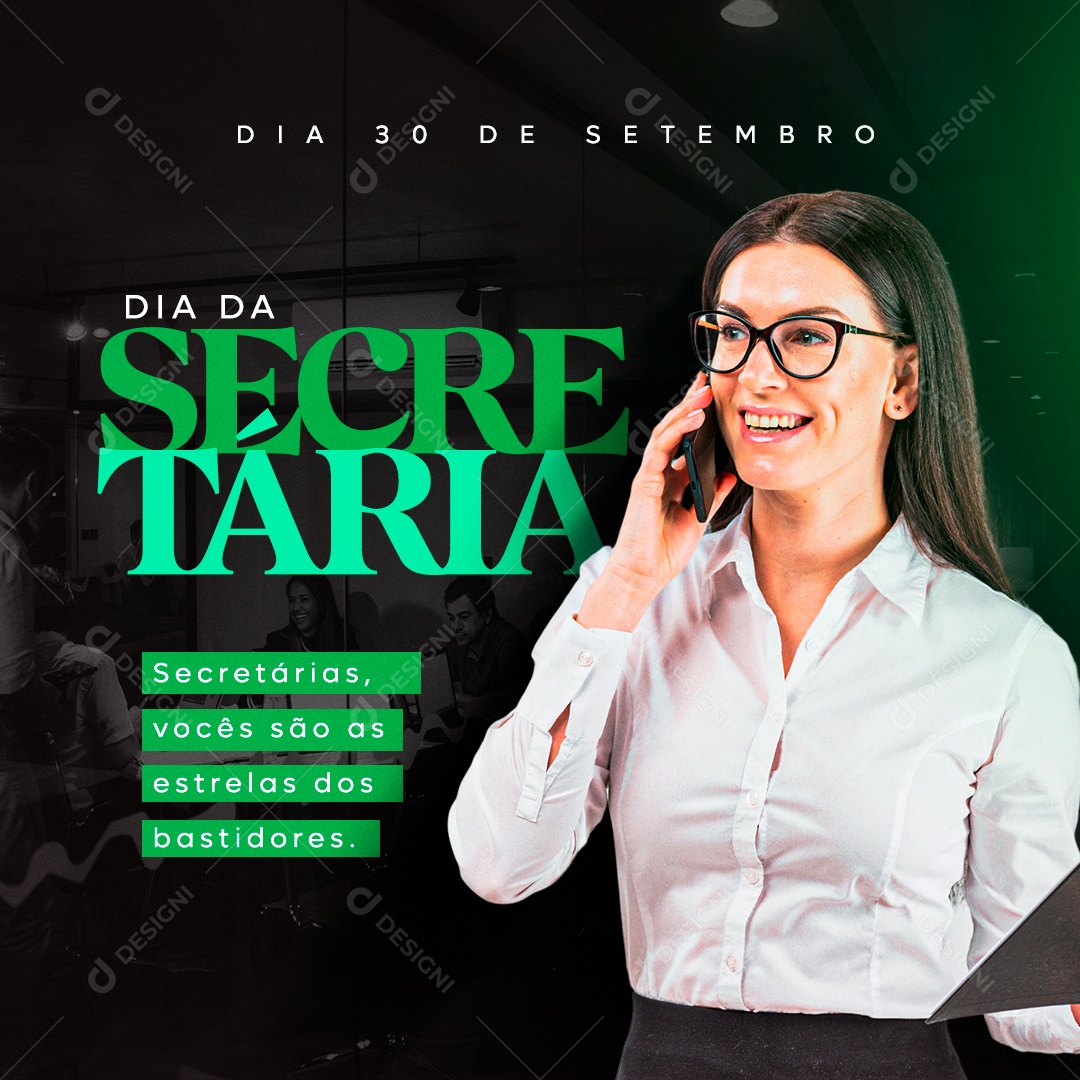 Social Media Estrelas Dos Bastidores Dia Da Secretária 30 De Setembro PSD Editável