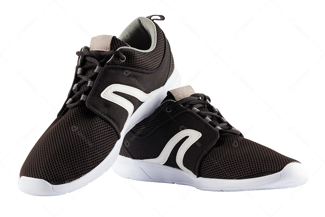 Sola leve preta para calçado de caminhada de verão isolada em fundo branco