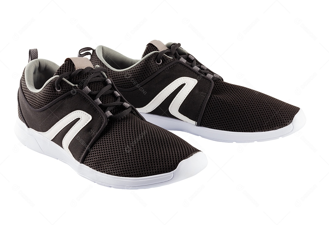 Sola leve preta para calçado de caminhada de verão isolada em fundo branco