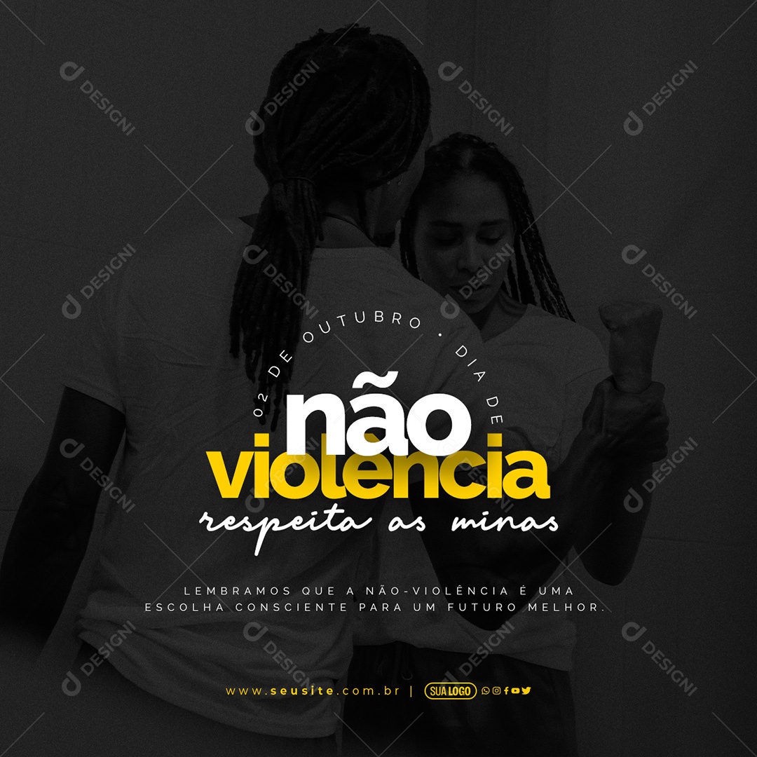 Dia de Não Violência 02 de Outubro  é uma Escolha Consciente para um Futuro Melhor Social Media PSD Editável