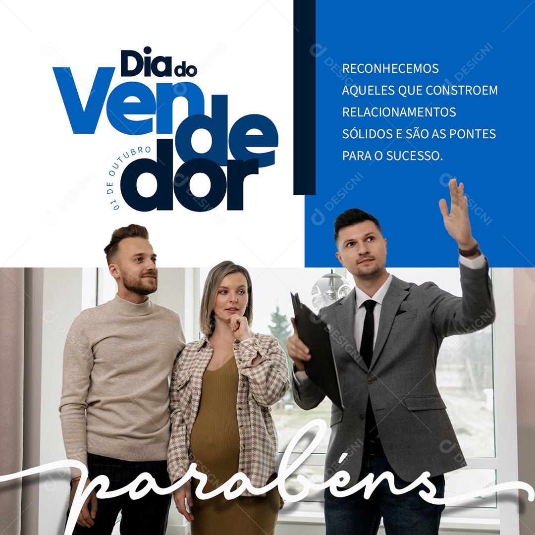 Dia Do Vendedor 01 de Outubro Aqueles que Constroem Relacionamentos Sólidos são as Pontes para o Sucesso Social Media PSD Editável