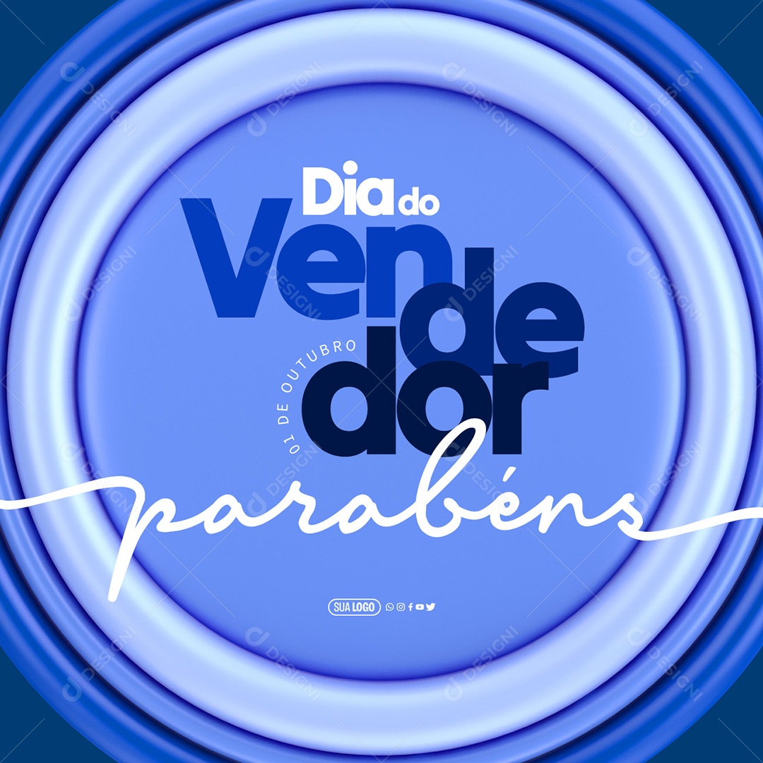 Feed Dia Do Vendedor 01 de Outubro Parabéns Social Media PSD Editável