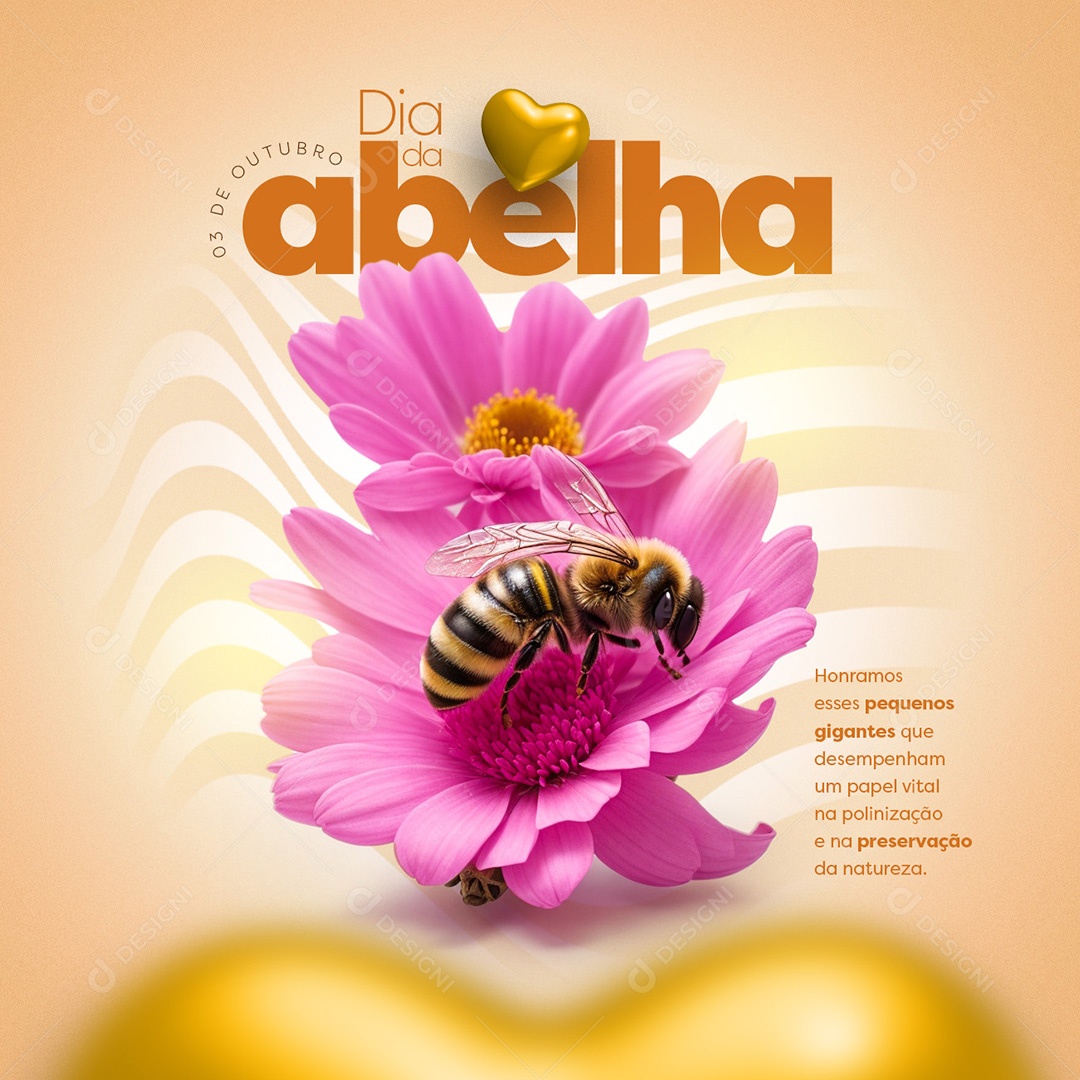 Dia Nacional Abelha 03 De Outubro Horamso esses Pequenos Gigantes que Desempenham um Papel Vital na Polinização Social Media PSD Editável