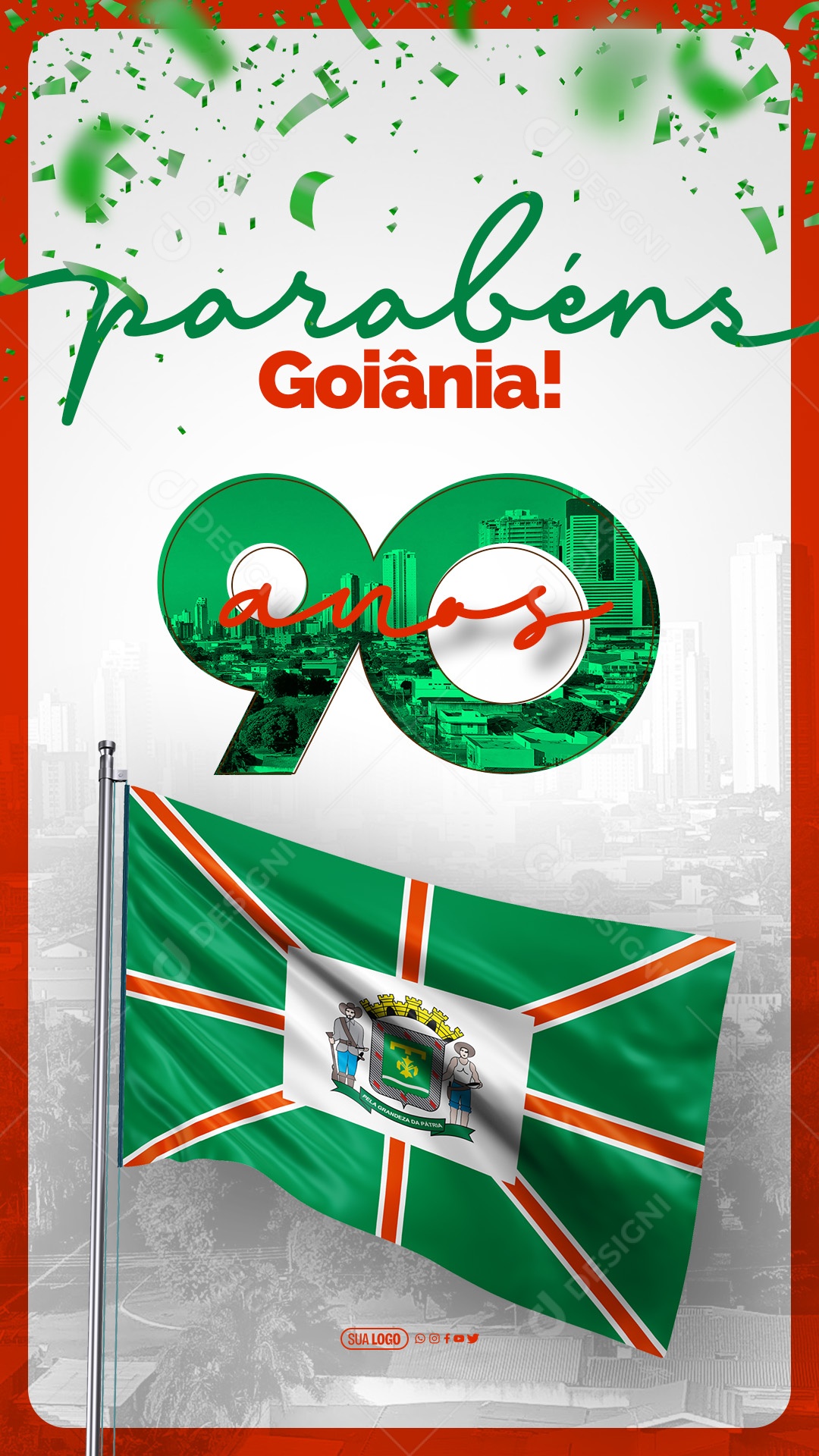 Story Aniversário de Goiânia 24 de Outubro 90 Anos Parabéns Social Media PSD Editável