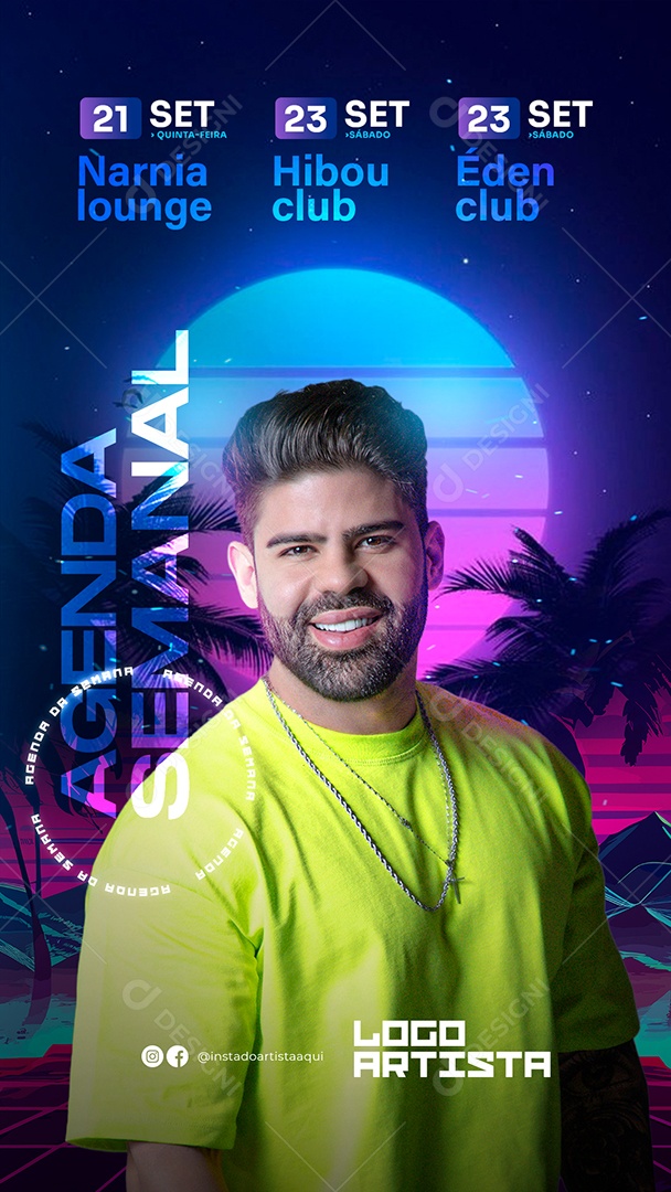 Flyer Story Agenda Semanal Social Media PSD Editável