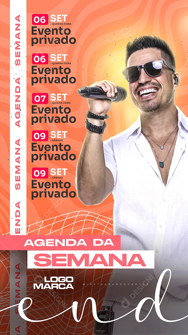 Social Media Flyer Story Agenda Semanal PSD Editável