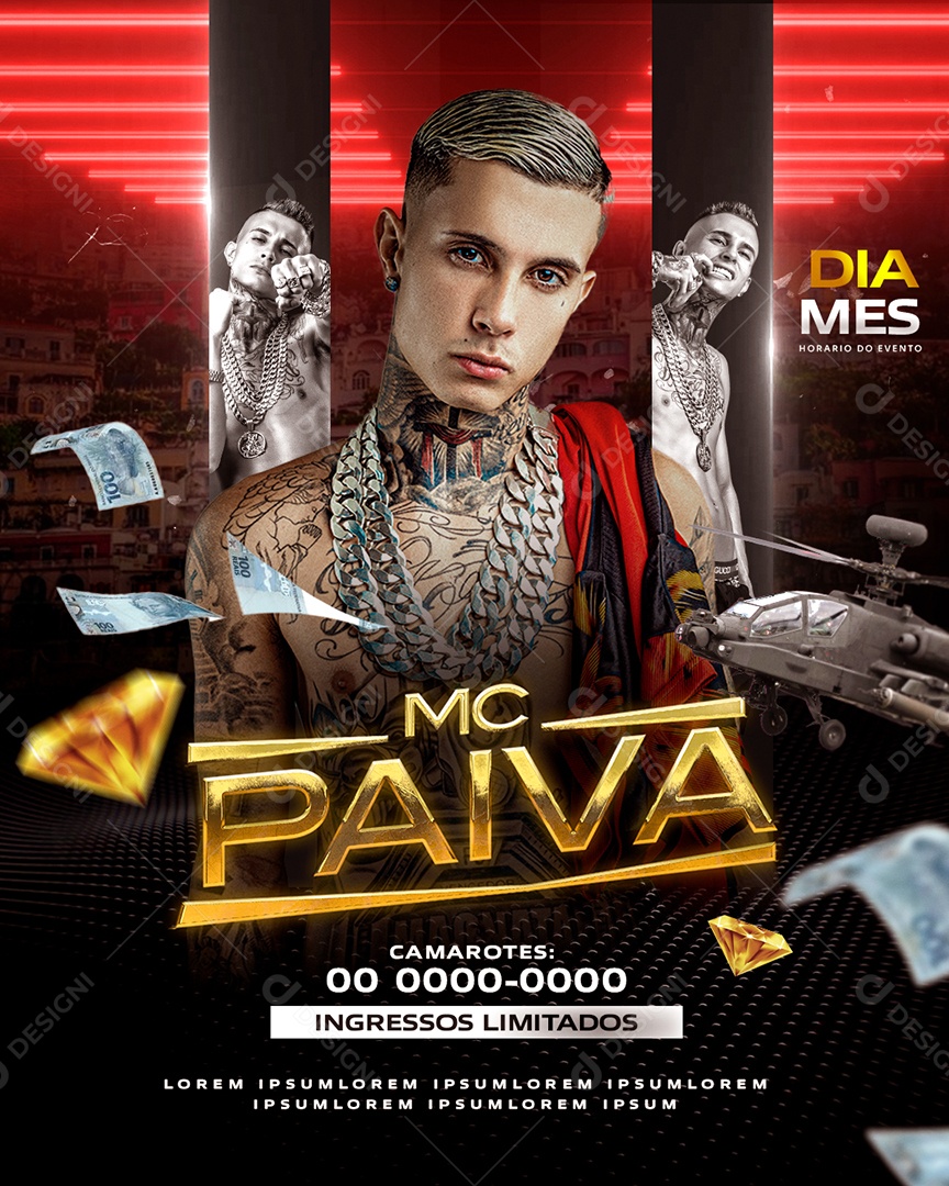 Flyer Mc Paiva Social Media PSD Editável
