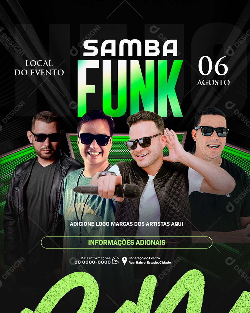 Social Media Flyer Samba Funk PSD Editável