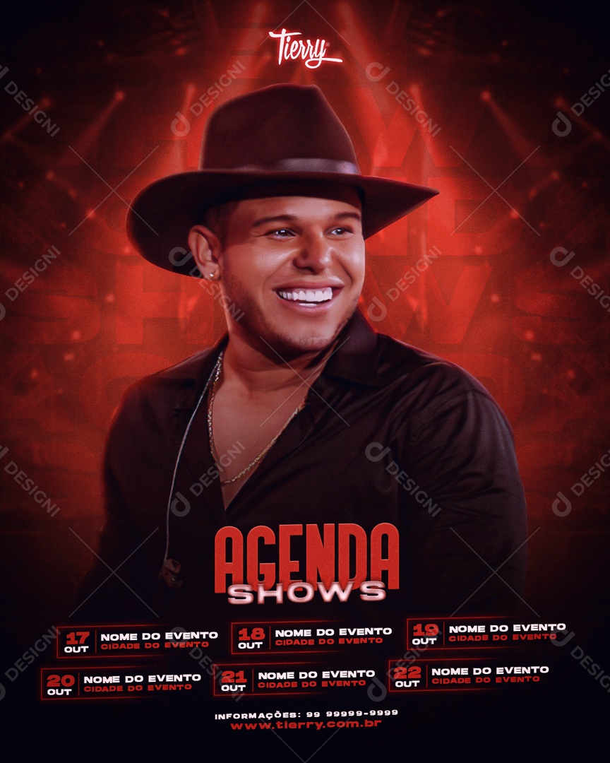 Flyer Feed Agenda Shows Tierry Social Media PSD Editável