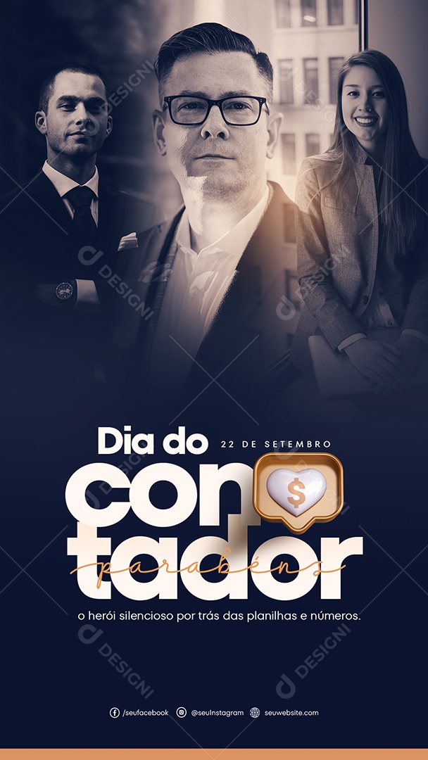 Social Media Story Dia Do Contador 22 De Setembro Parabéns PSD Editável
