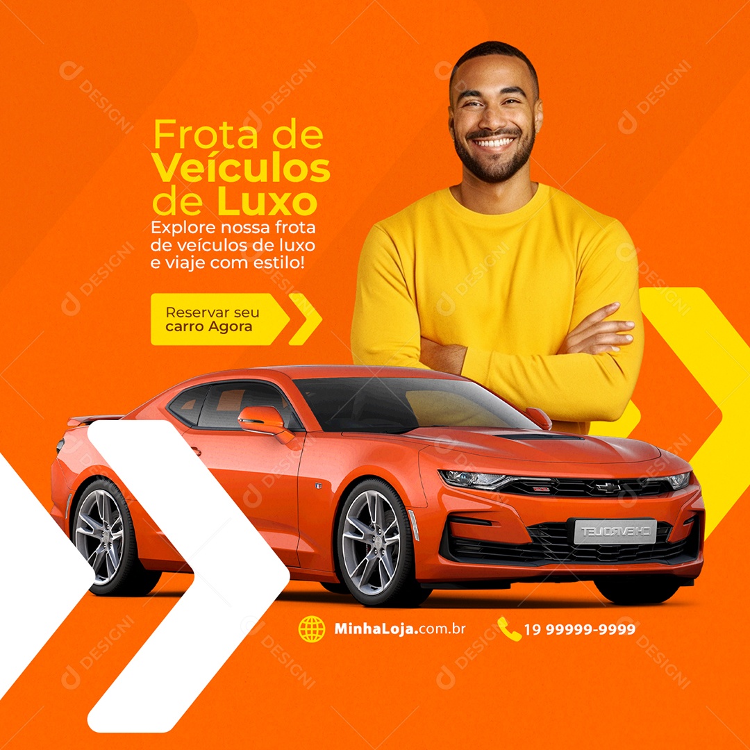 Aluguel de Carros Frota de Veículos de Luxo Reserve seu Carro Agora Social Media PSD Editável