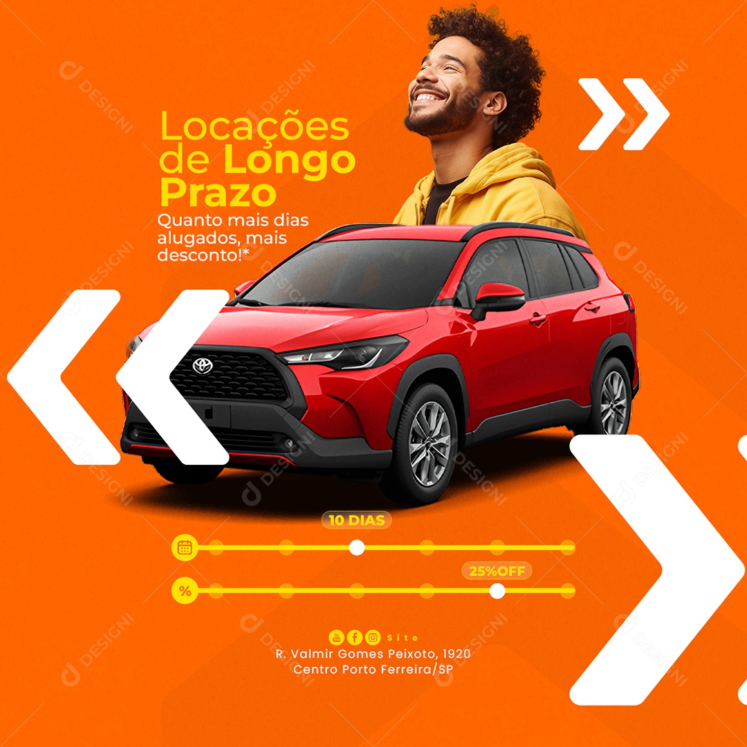 Aluguel de Carros Locações de Longo Prazo Social Media PSD Editável