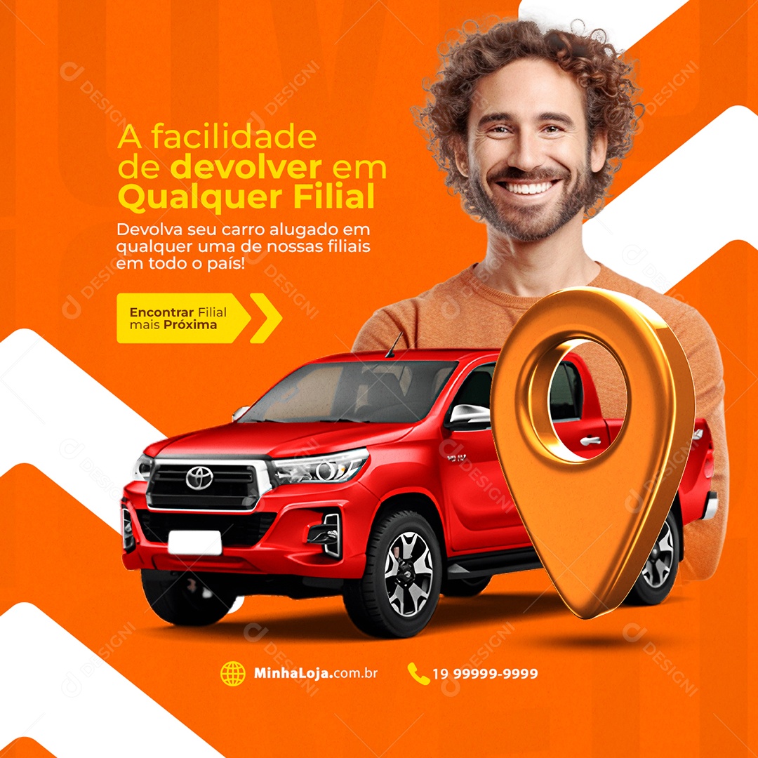 Aluguel de Carros A Facilidade de Devolver em Qualquer Filial Social Media PSD Editável
