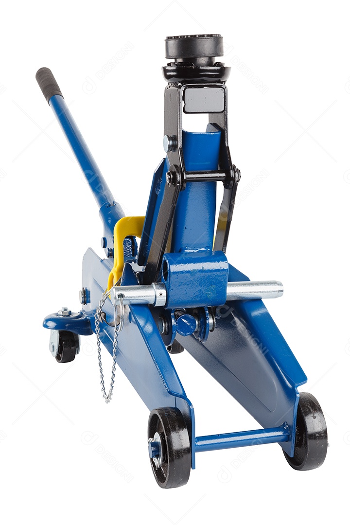 Macaco hidráulico para carro isolado no fundo branco