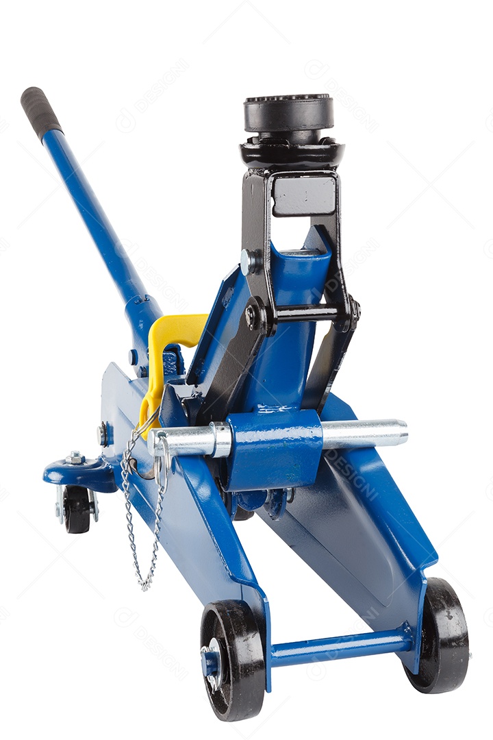 Macaco hidráulico para carro isolado no fundo branco