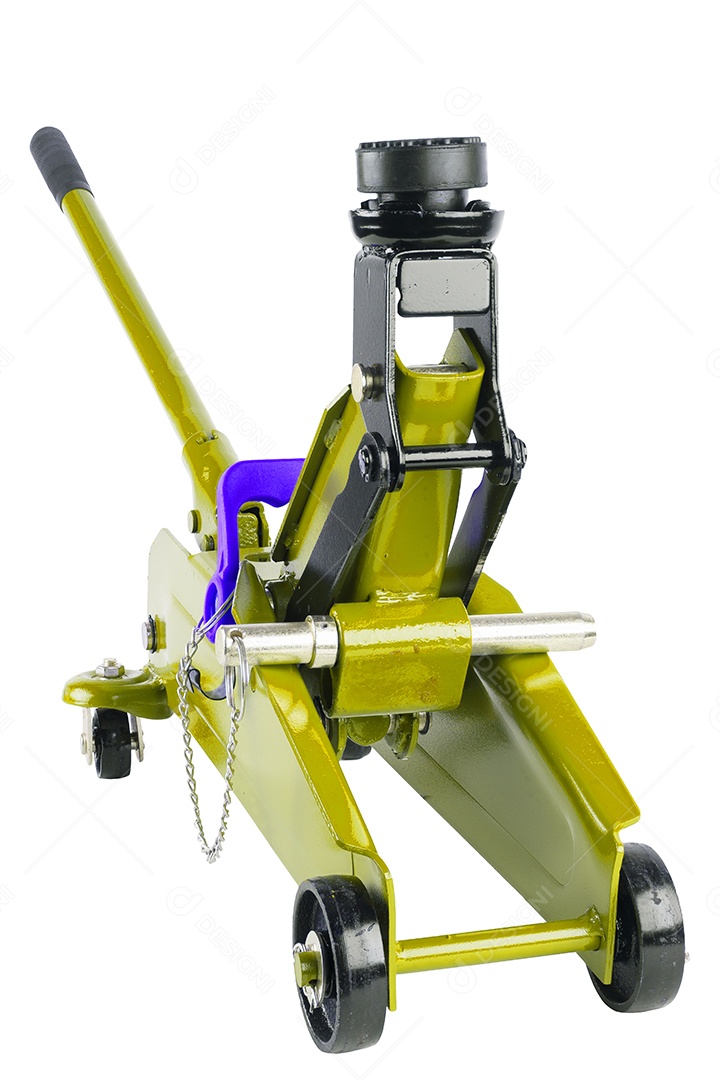 Macaco hidráulico para carro isolado no fundo branco