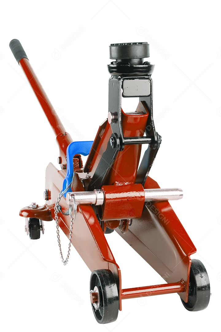 Macaco hidráulico para carro isolado no fundo branco