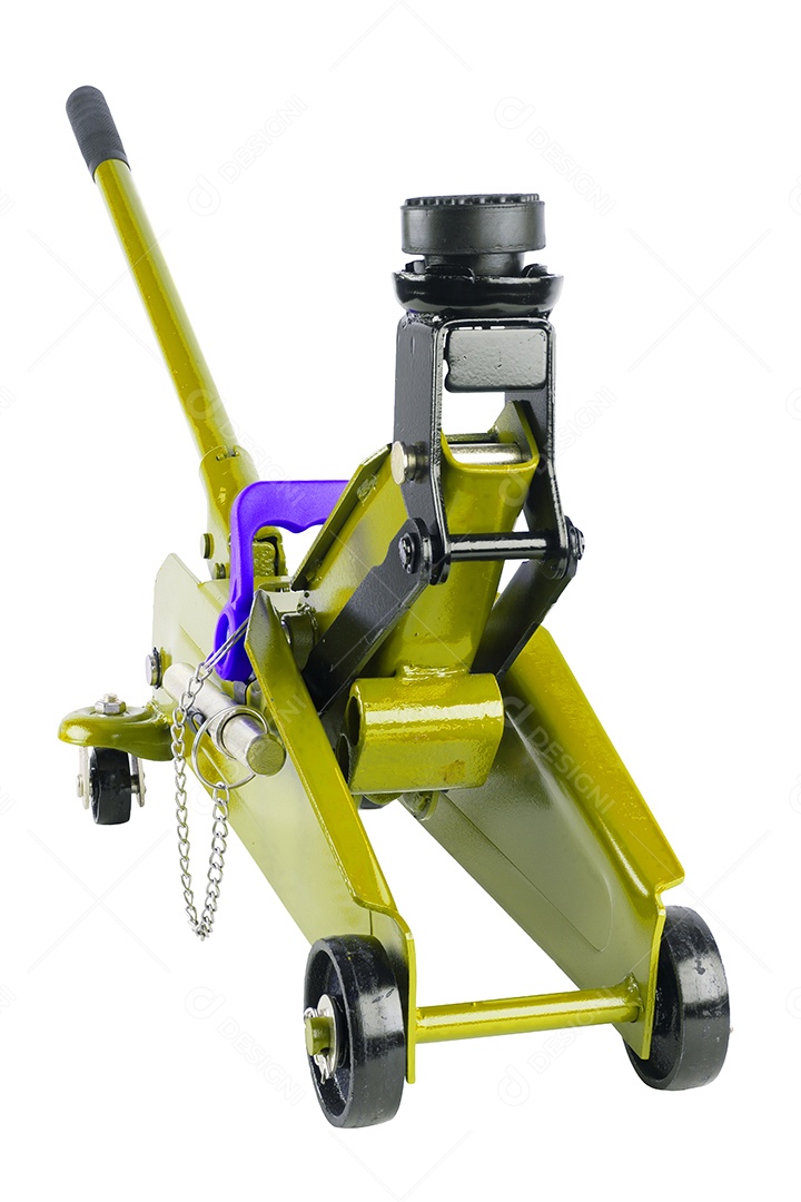 Macaco hidráulico para carro isolado no fundo branco