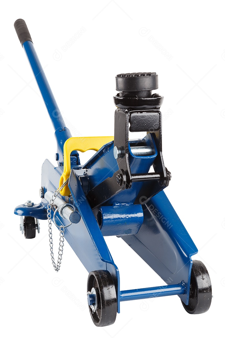 Macaco hidráulico para carro isolado no fundo branco