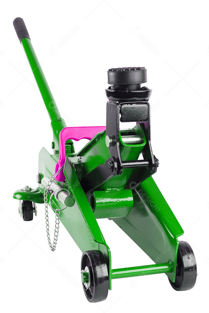 Macaco hidráulico para carro isolado no fundo branco