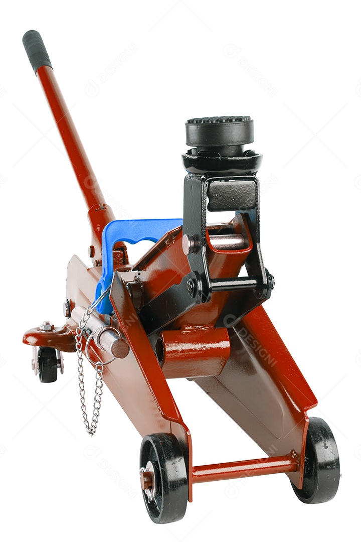 Macaco hidráulico para carro isolado no fundo branco