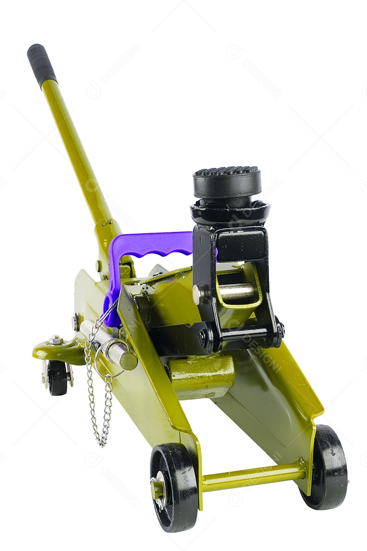 Macaco hidráulico para carro isolado no fundo branco