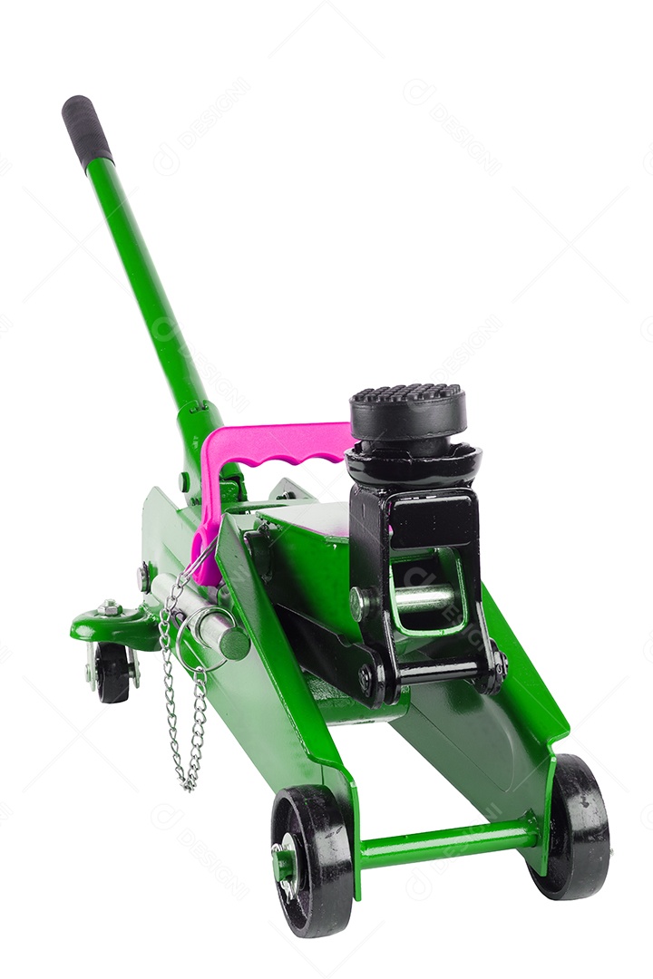 Macaco hidráulico para carro isolado no fundo branco