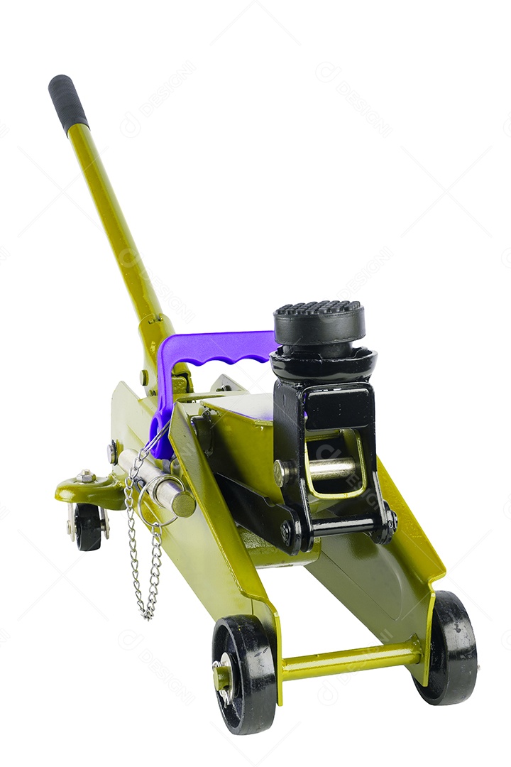 Macaco hidráulico para carro isolado no fundo branco