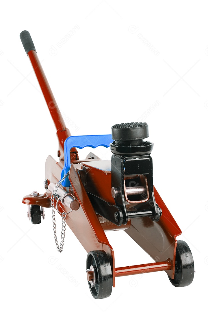 Macaco hidráulico para carro isolado no fundo branco