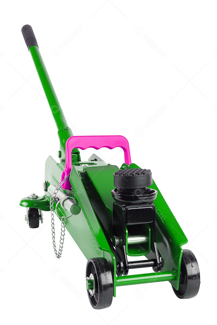 Macaco hidráulico para carro isolado no fundo branco