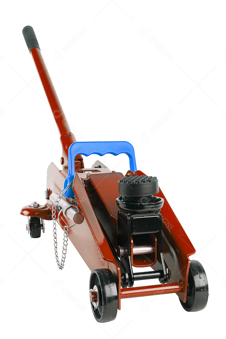 Macaco hidráulico para carro isolado no fundo branco