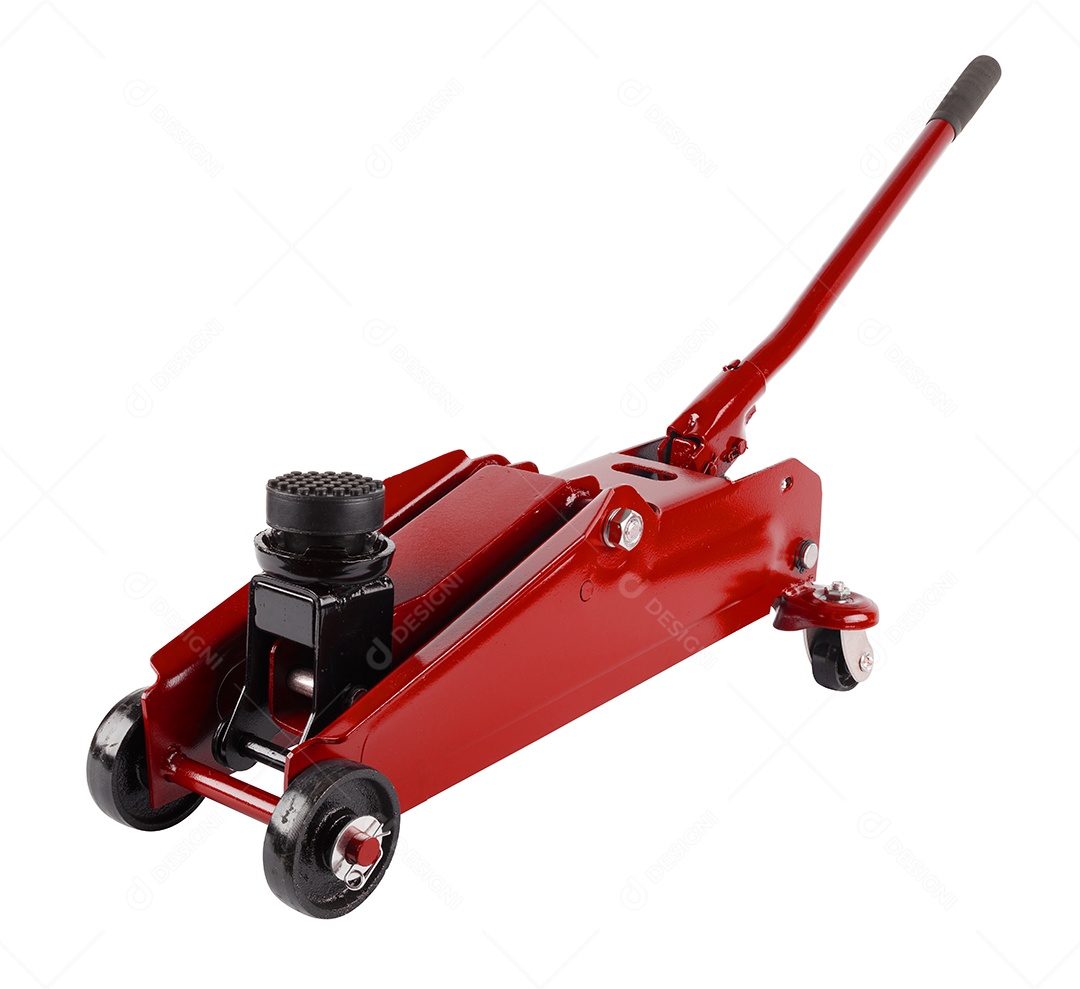 Macaco hidráulico para carro isolado no fundo branco