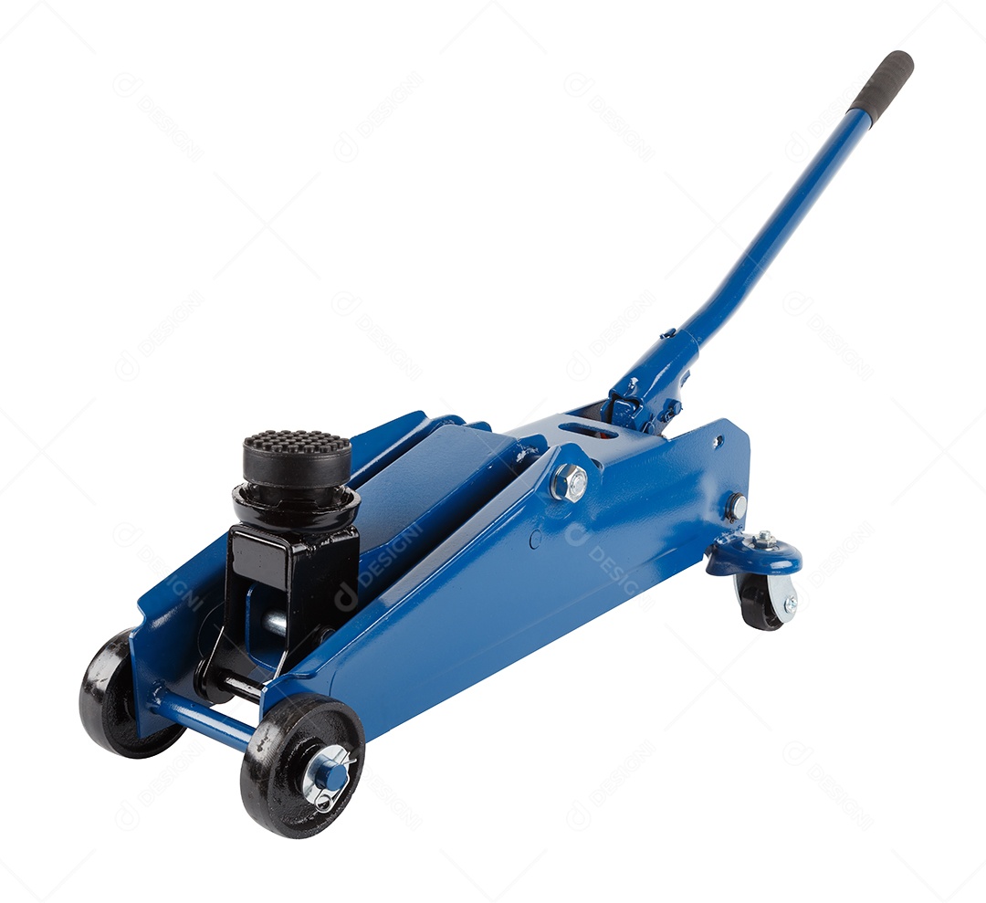 Macaco hidráulico para carro isolado no fundo branco