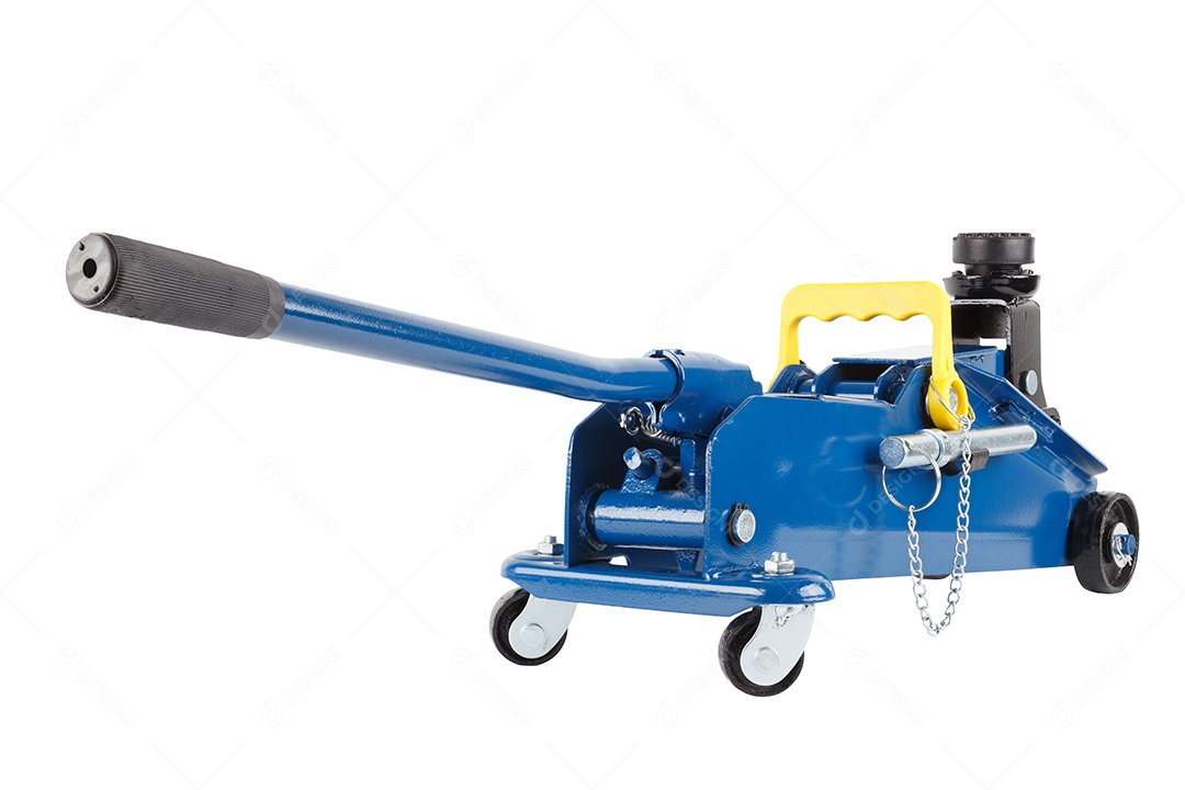 Macaco hidráulico para carro isolado no fundo branco