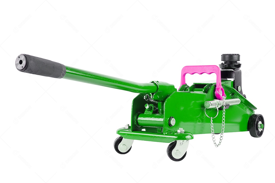 Macaco hidráulico para carro isolado no fundo branco