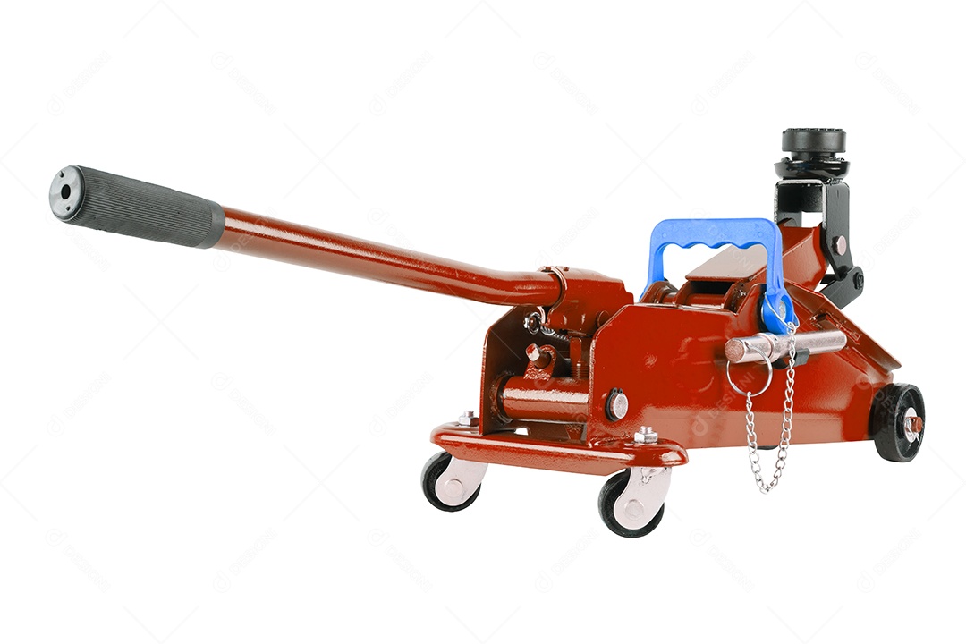 Macaco hidráulico para carro isolado no fundo branco